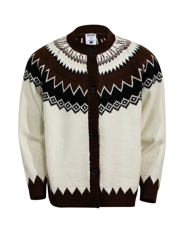 TALKLESSFASHION L / White G551 GXFortune American Vintage Fair Island Crew Neck Cardigan Sweater For Men and Women Couples Lazy Knitwear