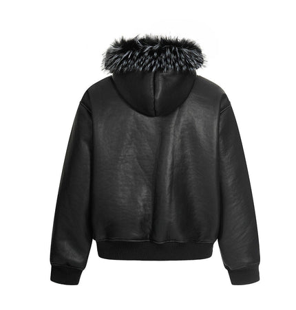 TALKLESSFASHION Lambswool Pilot Fur Collar Jacket