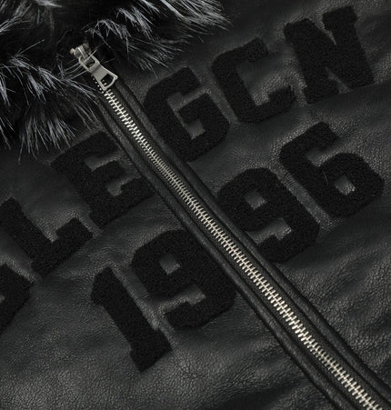 TALKLESSFASHION Lambswool Pilot Fur Collar Jacket