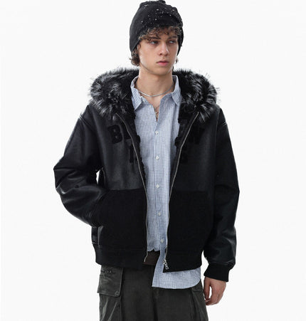 TALKLESSFASHION Lambswool Pilot Fur Collar Jacket