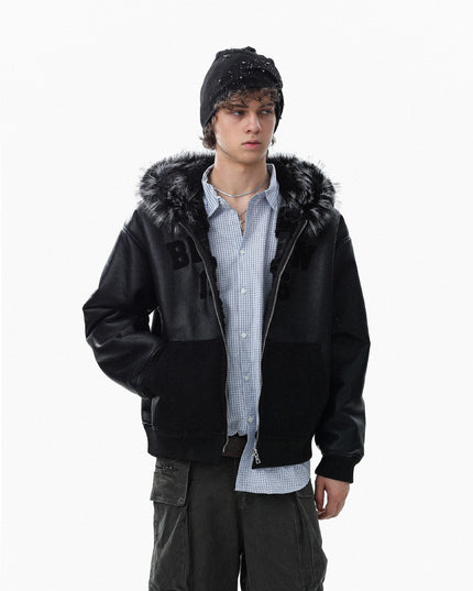 TALKLESSFASHION Lambswool Pilot Fur Collar Jacket