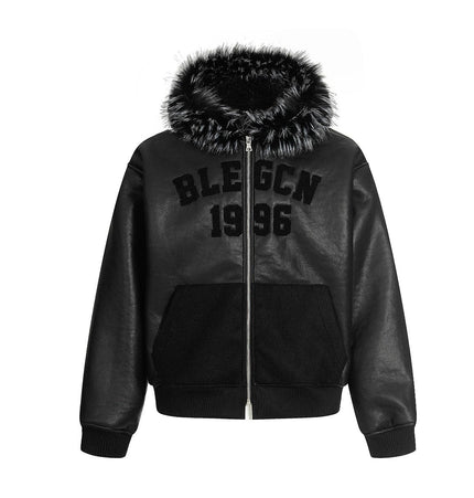TALKLESSFASHION Lambswool Pilot Fur Collar Jacket