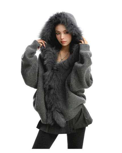 TALKLESSFASHION Lazy Style Patchwork Fur Sweater