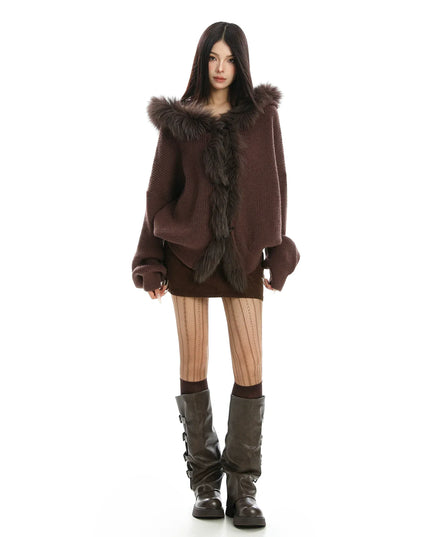 TALKLESSFASHION Lazy Style Patchwork Fur Sweater