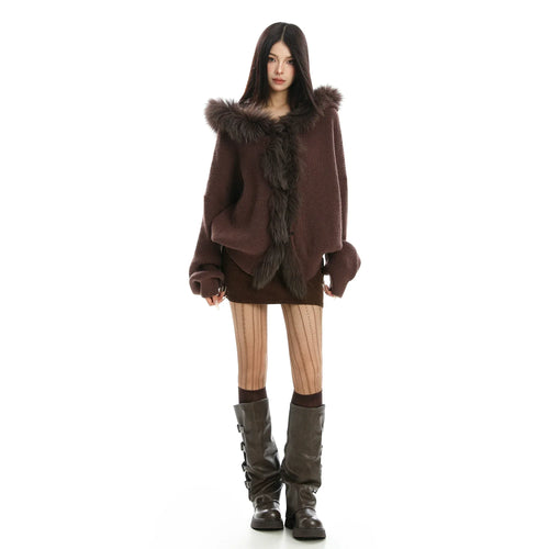 THETLSTUDIO Lazy Style Patchwork Fur Sweater