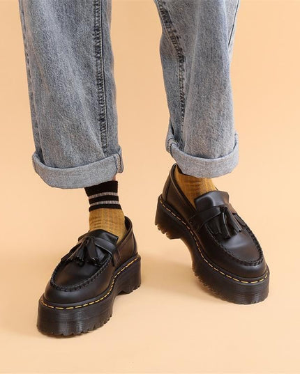 TALKLESSFASHION Leiyu tassel loafers, female genuine leather low-top small leather shoes, British fashion thick-soled student versatile casual shoes 5cm