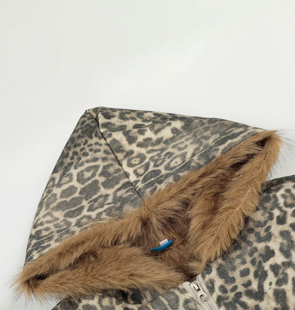 TALKLESSFASHION Leopard Plush Mountain Padded Jacket
