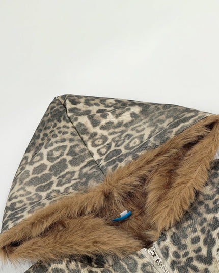 TALKLESSFASHION Leopard Plush Mountain Padded Jacket
