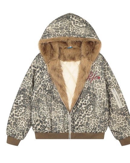 TALKLESSFASHION Leopard Plush Mountain Padded Jacket