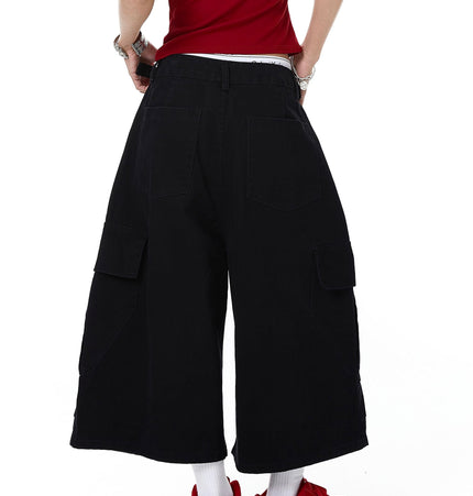 TALKLESSFASHION Letter Embroidery Design Cargo Cropped Pants