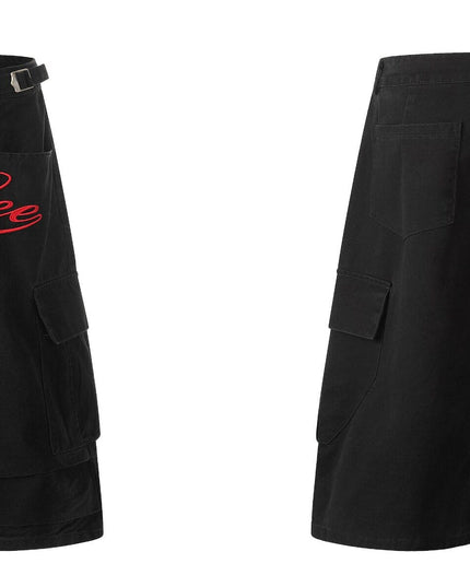 TALKLESSFASHION Letter Embroidery Design Cargo Cropped Pants