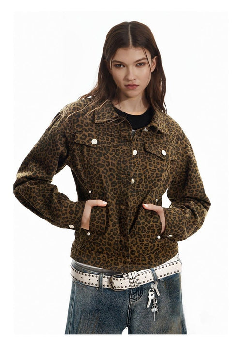THETLSTUDIO Light Yao Women's Clothing|American Retro Lapel Leopard Print Short Jacket Jacket Women's Slim Slim Slim Niche Design Top