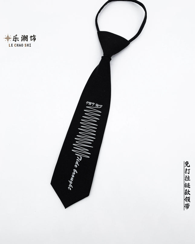 TALKLESSFASHION Line print tie Le Chao zipper-free line print tie
