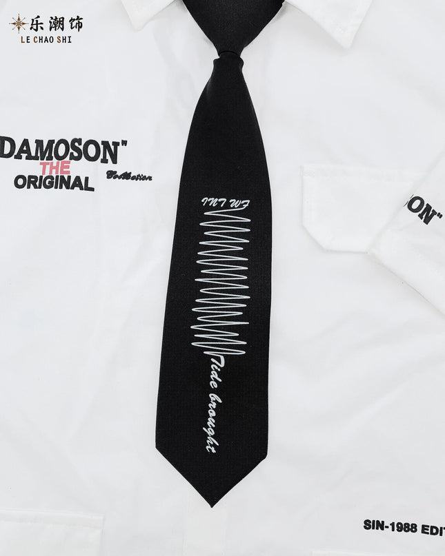 TALKLESSFASHION Line print tie Le Chao zipper-free line print tie