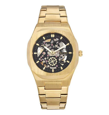 TALKLESSFASHION Local gold black Steel Band Waterproof Quartz Small Square Watch