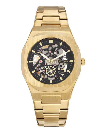 TALKLESSFASHION Local gold black Steel Band Waterproof Quartz Small Square Watch