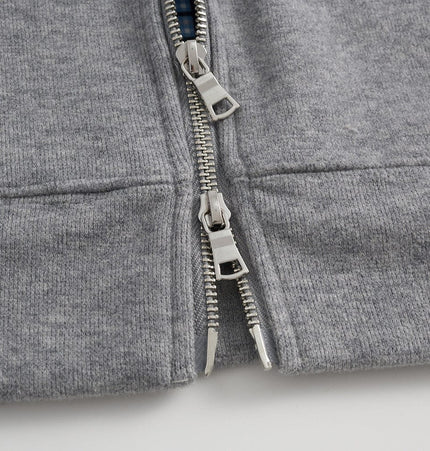 TALKLESSFASHION loose two-way zipper letter hooded sweatshirt