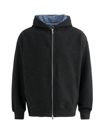 TALKLESSFASHION loose two-way zipper letter hooded sweatshirt