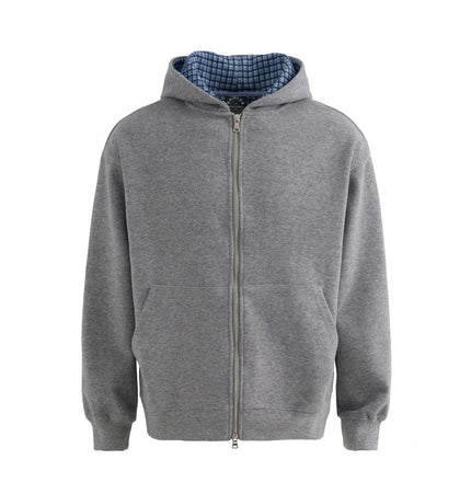 TALKLESSFASHION loose two-way zipper letter hooded sweatshirt