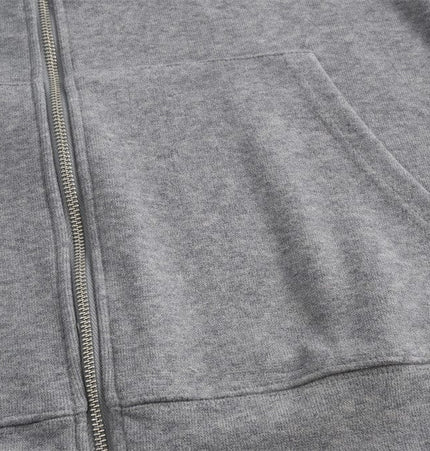 TALKLESSFASHION loose two-way zipper letter hooded sweatshirt