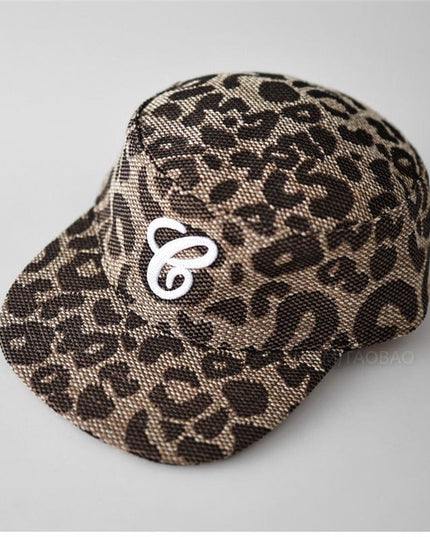 TALKLESSFASHION M（56-58cm） / leopard print Korean version of niche retro leopard print flat top flat brim hat for men and women, fashion trend, cool and handsome, sweet and spicy, casual and versatile