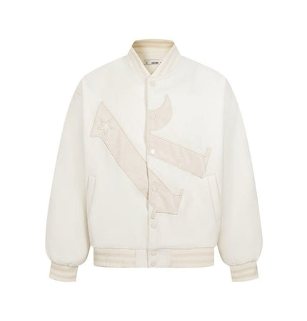 TALKLESSFASHION M / apricot TALKLESSFASHION: Bold Stitches Baseball Jacket