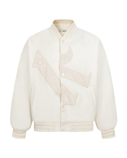 TALKLESSFASHION M / apricot TALKLESSFASHION: Bold Stitches Baseball Jacket