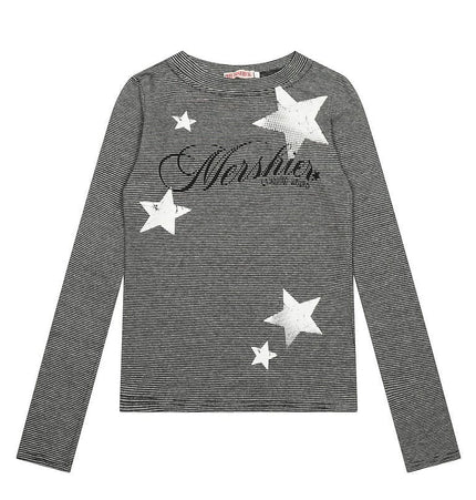 TALKLESSFASHION M / Army Green XPKAEAX American Vintage Spice Girl Striped Long Sleeve T-Shirt Women's 2025 Fall Slim Slimming Top Base Layer