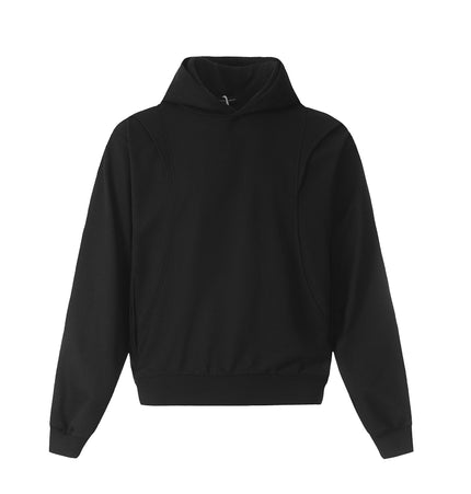 TALKLESSFASHION M / black 0173 American high-end trend solid color neutral deconstructed coat design men's loose cardigan hooded sweatshirt