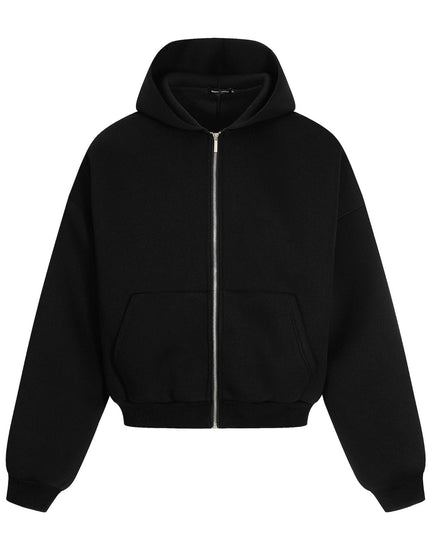 TALKLESSFASHION M / black 0276 American street trend neutral trend retro solid color simple design short and wide men's thickened hooded sweatshirt