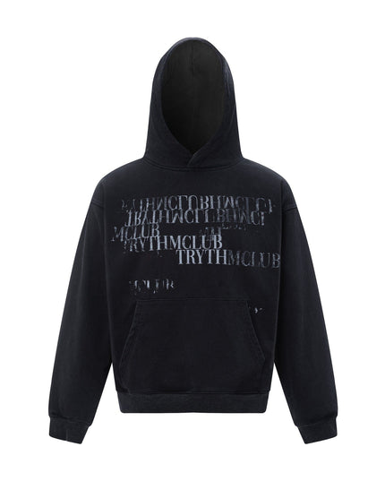 TALKLESSFASHION M / black 27245 American retro high-end neutral letter design neutral thickened men's heavy loose hooded sweatshirt