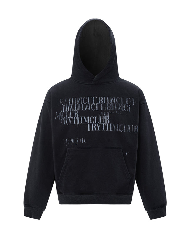 TALKLESSFASHION M / black 27245 American retro high-end neutral letter design neutral thickened men's heavy loose hooded sweatshirt