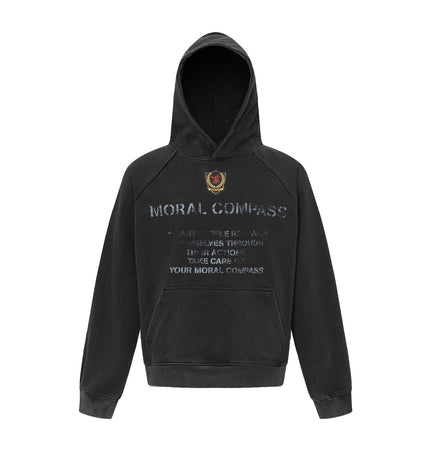 TALKLESSFASHION M / black 27258 American retro neutral high-end sense old sense deconstruction design men's heavy loose hooded sweatshirt