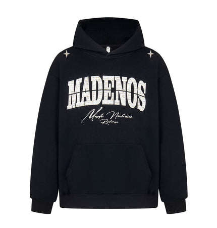 TALKLESSFASHION M / black 2727 American retro high street trend men's and women's high-end letter 10,000 needle embroidery picture design men's hooded sweatshirt