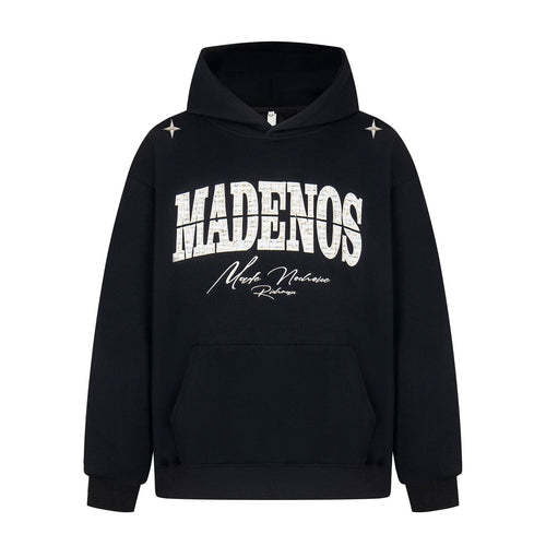 THETLSTUDIO M / black 2727 American retro high street trend men's and women's high-end letter 10,000 needle embroidery picture design men's hooded sweatshirt