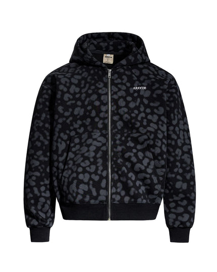 TALKLESSFASHION M / black American leopard print hooded