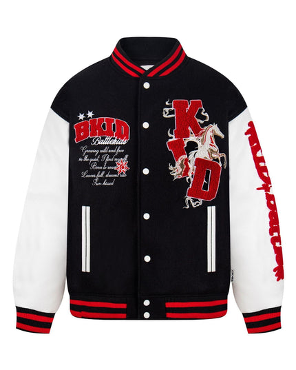 TALKLESSFASHION M / black EON 26 Spring New Spot American Retro National Tide "Horse to Success" Baseball Uniform Patchwork Jacket Jacket