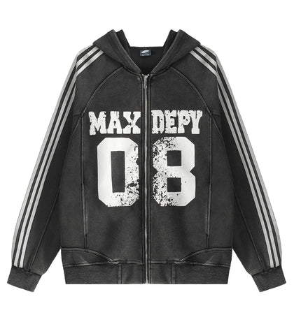 TALKLESSFASHION M / black EON 26 spring new spot American street trendy high street individual pattern design hooded sweatshirt cardigan men