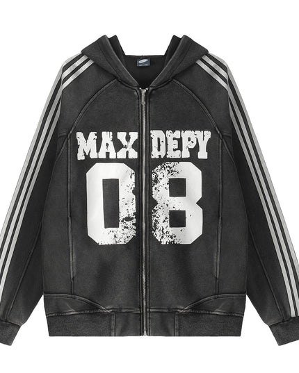 TALKLESSFASHION M / black EON 26 spring new spot American street trendy high street individual pattern design hooded sweatshirt cardigan men