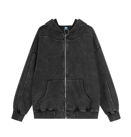 TALKLESSFASHION M / black EON 26 spring new spot American street trendy high street personality washed hooded sweatshirt jacket men