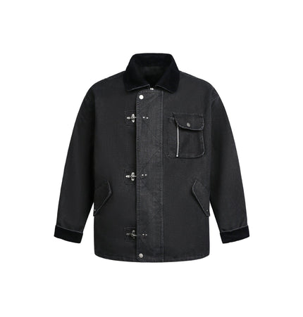 TALKLESSFASHION M / black EON 26 spring new spot American vintage machine buckle heavy cotton canvas jacket jacket for men