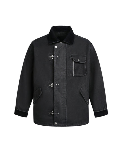 TALKLESSFASHION M / black EON 26 spring new spot American vintage machine buckle heavy cotton canvas jacket jacket for men