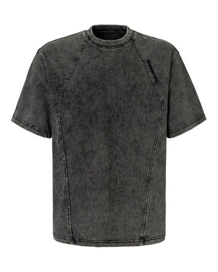 TALKLESSFASHION M / black EON 26 summer new spot American vintage mineral stir-fried structure silhouette short sleeve T-shirt for men