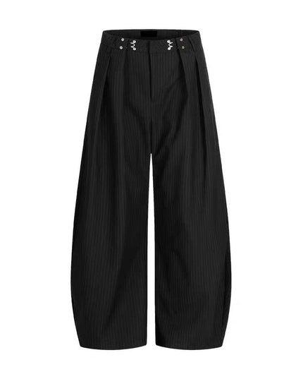 TALKLESSFASHION M / Black high quality American vintage pleated design men's and women's spring and autumn vertical stripes wide leg loose straight casual trousers scimitar trousers