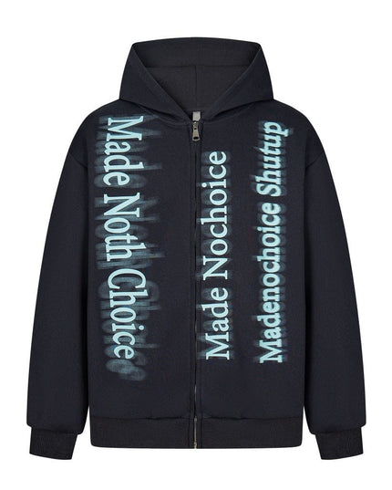 TALKLESSFASHION M / black high street trendy zip Letter print hoodie