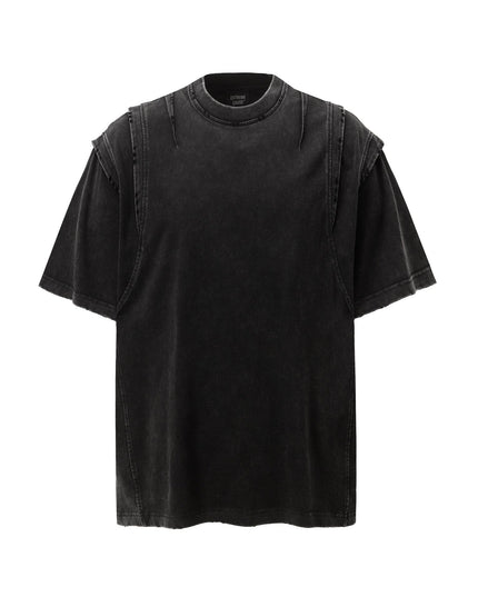 TALKLESSFASHION M / black Jiaqlo men's 2025 summer new American retro functional trend brand tee heavy wash short sleeve t-shirt men