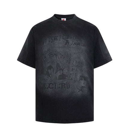TALKLESSFASHION M / black Jiayiku Men's Summer 2026 New American Street Hip Hop Trendy Brand Tee Cultural Shirt Dark Washed T-Shirt