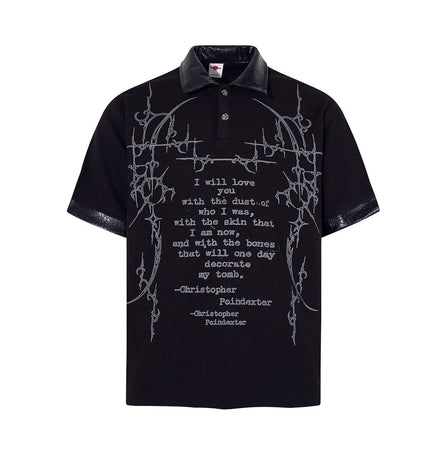 TALKLESSFASHION M / black Jiayiku's 2026 new arrival American street dark thorn waffle short-sleeved T-shirt patchwork lapel polo shirt