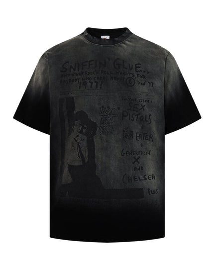 TALKLESSFASHION M / black Jiayiku's 2026 summer new American street hip-hop trendy brand tee cultural shirt gradient color washed destruction T-shirt