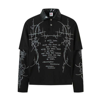 TALKLESSFASHION M / black Jiayloku Men's Fall 2025 New American Retro Trendy Brand Dark Fake Two Polo Shirt Lapel T-Shirt